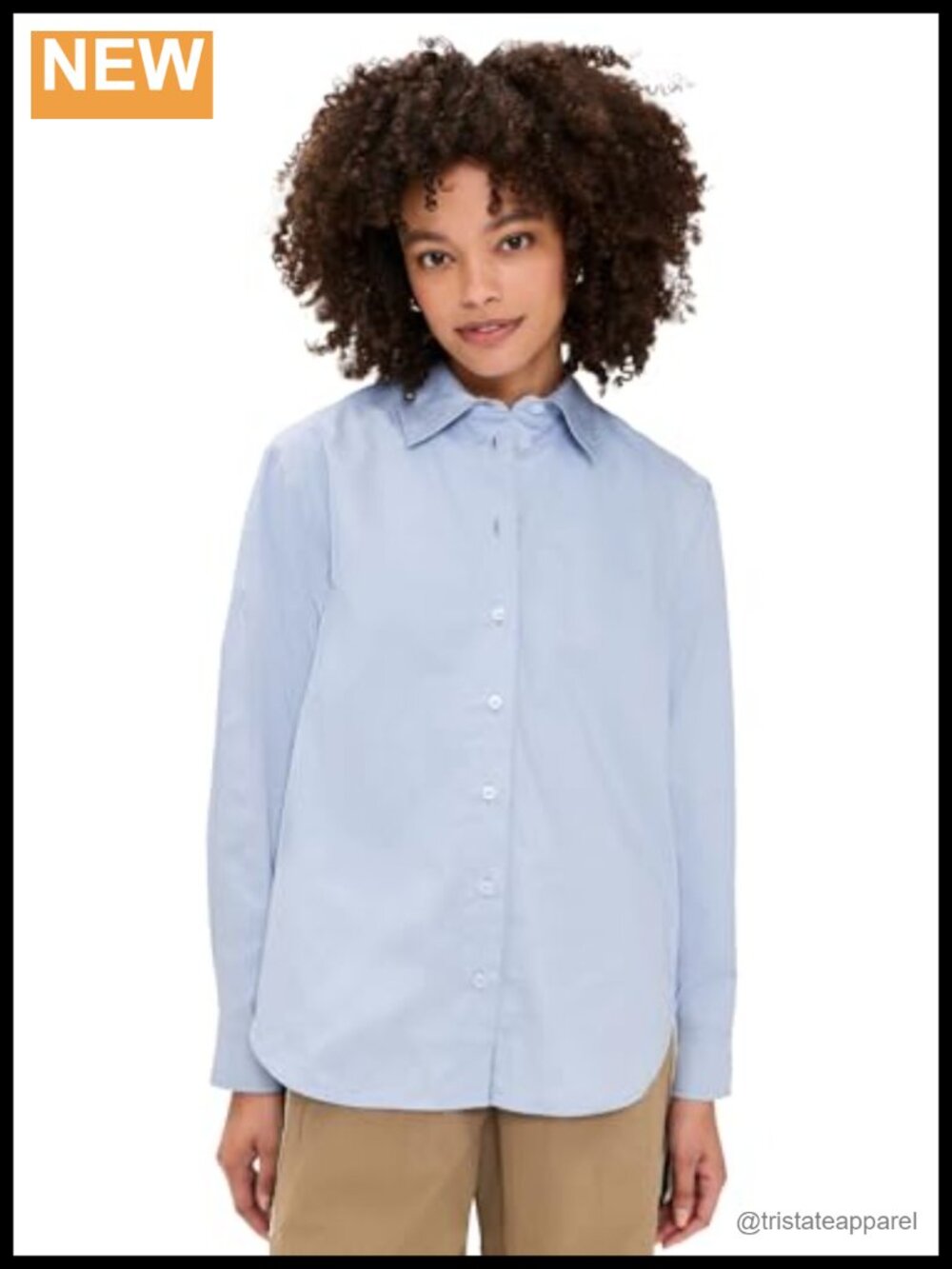 Women's Long Sleeve Button Down Shirt Lightweight Non-Stretch Cotton Blouse